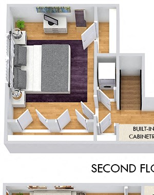 3D Newport 3D Newport 1 bedroom townhome. Kitchen open to dining. Living room with half bath. 2 floor bedroom, full bath, hall cabinet storage and in-unit laundry